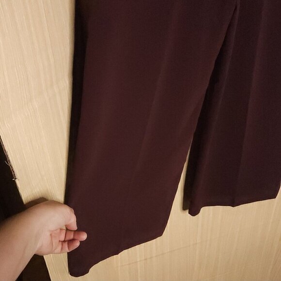 Zara Maroon Red Wide Leg Side Zip Cropped Pants Large - Picture 5 of 7